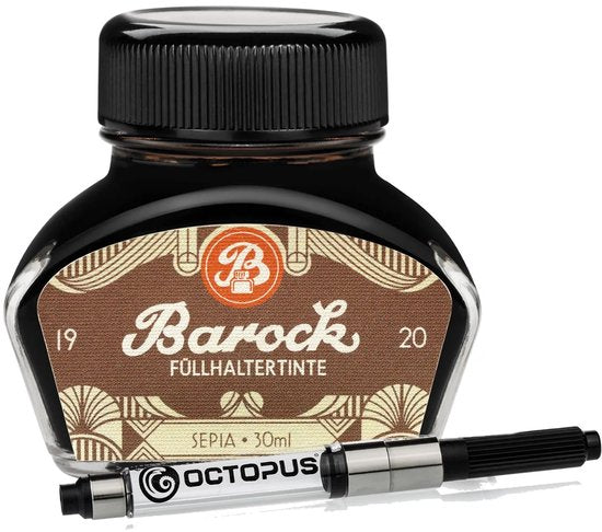 Octopus - Barok - Vulpeninkt - Schrijfinkt - Sepia - 30ml - Met Converter