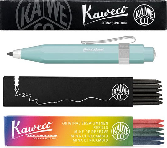 Kaweco - Vulpotlood 3,2 - Skyline Sport - Nostalgic Octagonal Clip Chrome - Mint - Met doosje vullingen Zwart - Doosje vullingen 3 kleur