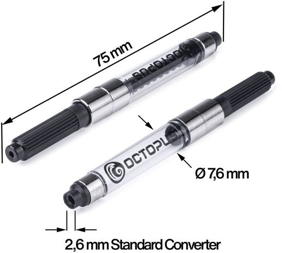 Octopus - 2 stuks - Converter - Zuigerconverter voor vulpen - standaard converter met een opening van 2,6 mm