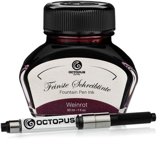 Octopus - Vulpeninkt - Schrijfinkt - Wijnrood - 30ml - Met Converter