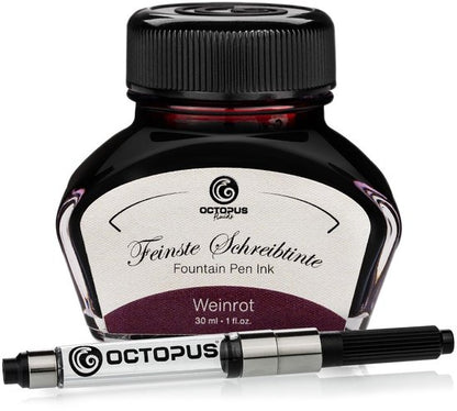 Octopus - Vulpeninkt - Schrijfinkt - Wijnrood - 30ml - Met Converter
