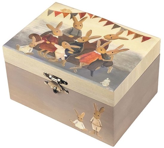 Egmont Toys Muziekdoos - Sieradenkistje - Thema verjaardag konijntjes - Sieradendoosje - 15 x 11.5 x 8.5 cm