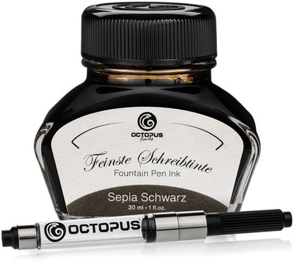 Octopus - Vulpeninkt - Schrijfinkt - Sepia Zwart - 30ml - Met Converter