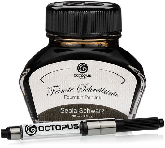 Octopus - Vulpeninkt - Schrijfinkt - Sepia Zwart - 30ml - Met Converter
