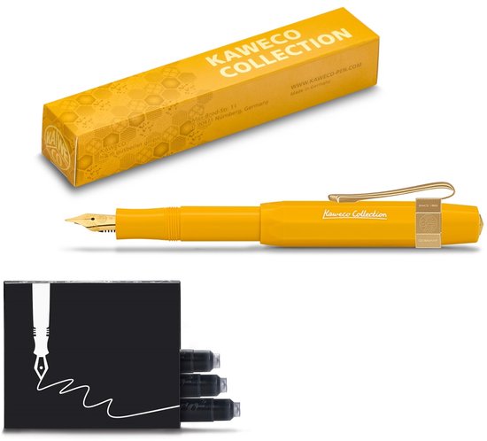 Kaweco - Collection - Vulpen - Breed - Honey - Oktogonal Clip Vergoldet - met doosje inkt patronen