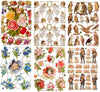 Poëzieplaatjes - Serie 1R - 6 vellen - plaatjes - hobby - creatief - decoupage - knutselen - scrapboek - met ENGELEN - BLOEMEN - VOGELS -UILEN