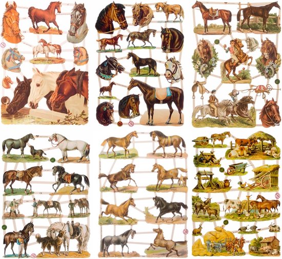 Poëzieplaatjes - 6 vellen - Paarden - Poëziealbum - hobby - creatief - bulletjournaal - vriendenboek - dagboek - decoupage - knutselen - scrapbook