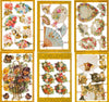 Poëzieplaatjes - 6 vellen - Katten - Viooltjes - Hartjes - Poezen - Waaiers - Boeketten - Bloemen - Poëziealbum - hobby - creatief - bulletjournaal - vriendenboek - dagboek - decoupage - knutselen - scrapbook