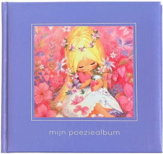 Poeziealbum - Lavender Blue - 16x16cm - Plaatje van een meisje met hartjes