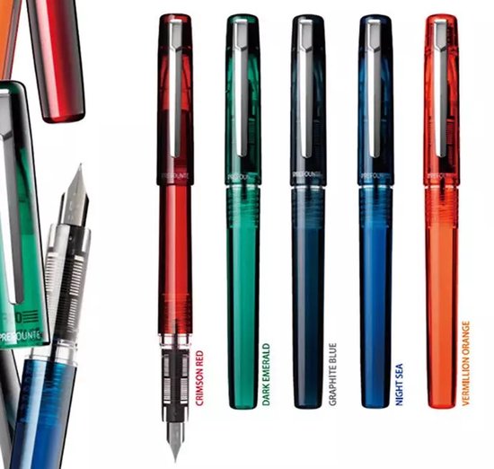 Platinum - Preppy - Prefounte Vulpen - Medium - Dark Emerald - Met vullingen Zwart