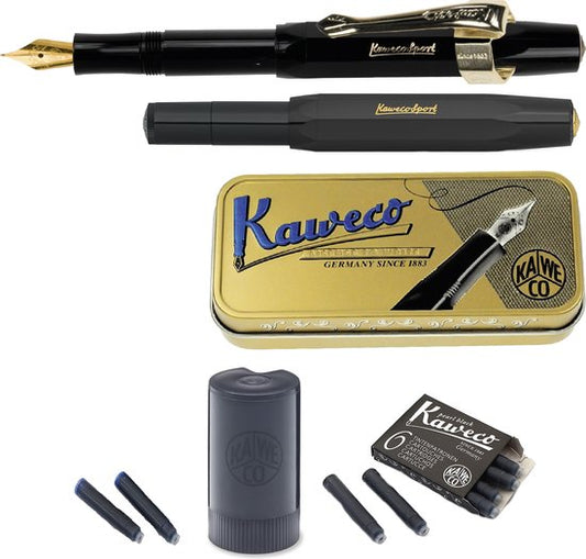 Kaweco Cadeauset (5delig) Vulpen Sport Classic Black Fountain Pen - Breed