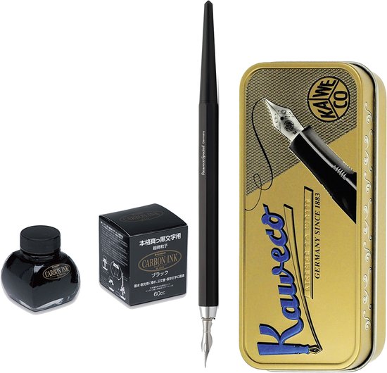 Kaweco - Fountain Pen - Special Dip Pen Black - in vintage blik - Potje Platinum Carbon inkt 60cc