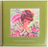 Poeziealbum - Olive Green - 16x16cm - Plaatje van een meisje met parasol - 5 velletjes poezieplaatjes
