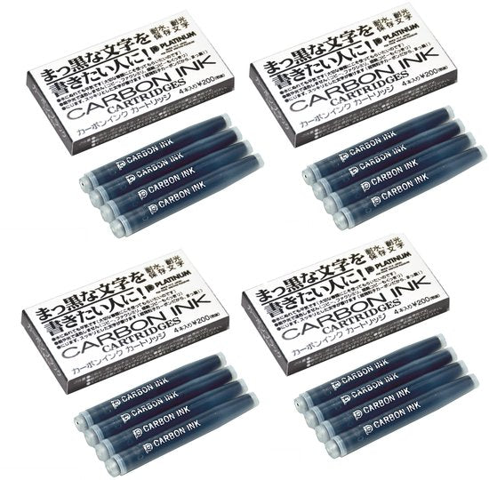 Platinum - 4 pack - Vulpen Vulling - Carbon Black Inkt Patronen - doosjes van 4 patronen