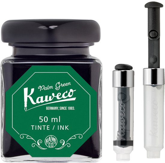 Kaweco - Ink bottle en Mini Converter inklapbaar - Palm Green - potje vulpeninkt - Groene originele Kaweco-inkt in 50 ml glas