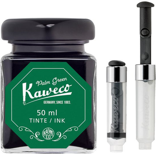 Kaweco - Ink bottle en Mini Converter inklapbaar - Palm Green - potje vulpeninkt - Groene originele Kaweco-inkt in 50 ml glas