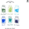 Octopus Write and Draw Ink Set RIVER, watervaste inkt voor schrijven en tekenen, kalligrafie inkt, lichtechte tekeninkt voor vulpen, glaspen, penseel, 6 x 10 ml