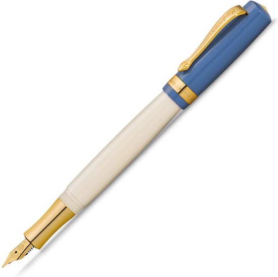 Kaweco - Cadeauset - Vulpen Extra Fine Student 50'S Blues - Balpen Student - Blauw Ivory - Gratis Lederen Etui - Gratis Cadeaubox - Vullingen Blauw