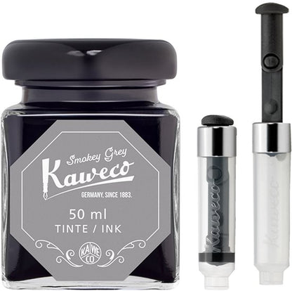 Kaweco - Ink bottle en Mini Converter inklapbaar - Smokey Grey - potje vulpeninkt - Grijze originele Kaweco-inkt in 50 ml glas