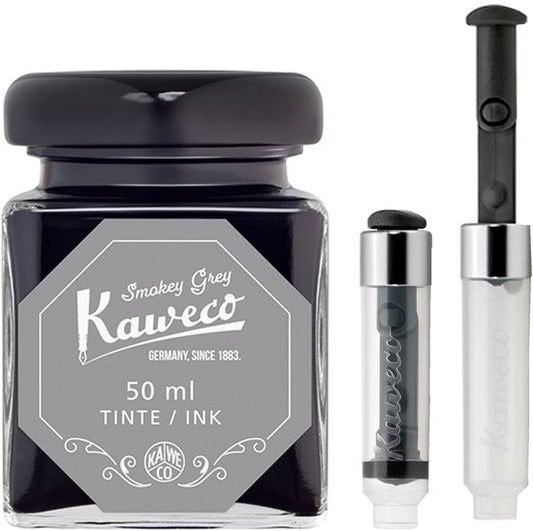 Kaweco - Ink bottle en Mini Converter inklapbaar - Smokey Grey - potje vulpeninkt - Grijze originele Kaweco-inkt in 50 ml glas