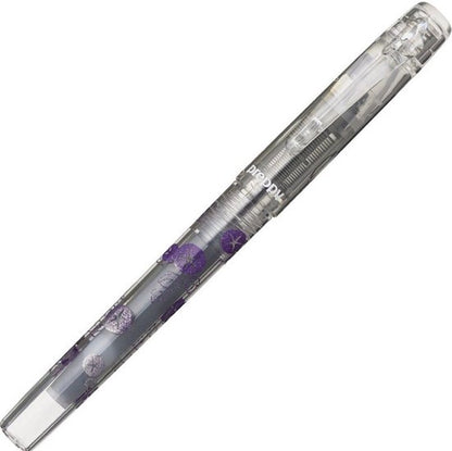 Platinum Preppy Modern Maki-e 2nd Edition Fountain Pen - Fine - Asa Gao Morning Glory – Doorzichtig en lila - Limited Edition - Met vullingen