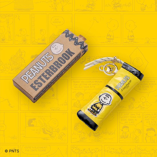 Esterbrook Cadeauset - 4 delig - Peanuts 75th Anniversary 'Charlie Brown' - Vulpen Medium - Balpen - Pen Case - Paper Clip