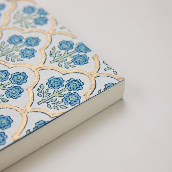 Paper Mirchi - Blokgedrukt Gelijnd Notitieboek (A5) - Trellis Indigo