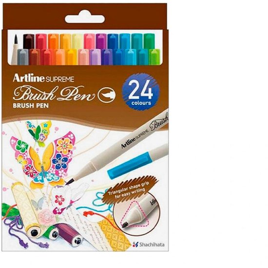 Artline Supreme Brushpen - Set 24 Stuks - Flexibele Penseelpunt - Handlettering & Kalligrafie - 24 Kleuren