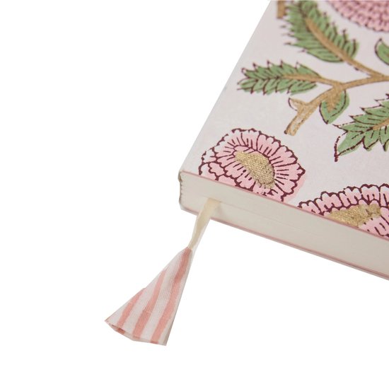 Paper Mirchi - Blokgedrukt Gelijnd Notitieboek (A5) - Marigold Glitz Blush
