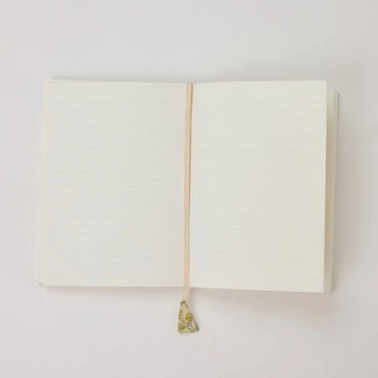 Paper Mirchi - Blokgedrukt Gelijnd Notitieboek (A5) - Bloemenrooster Botercrème