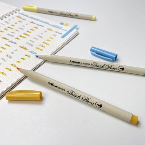 Artline Supreme Brushpen - Set 12 Stuks - Flexibele Penseelpunt - Handlettering & Kalligrafie - 12 Kleuren