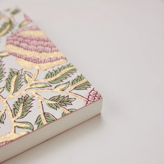 Paper Mirchi - Blokgedrukt Gelijnd Notitieboek (A5) - Marigold Glitz Blush