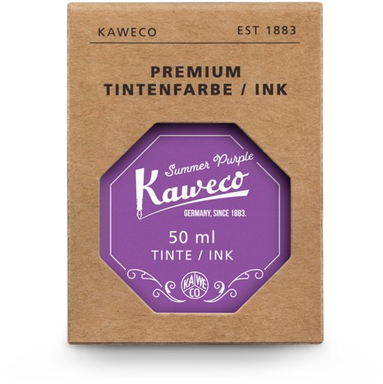 Kaweco - Ink bottle en Standaard Converter - Summer Purple - potje vulpeninkt - Paarse originele Kaweco-inkt in 50 ml glas - Converter met paarse achterkant - doosje 10 patronen