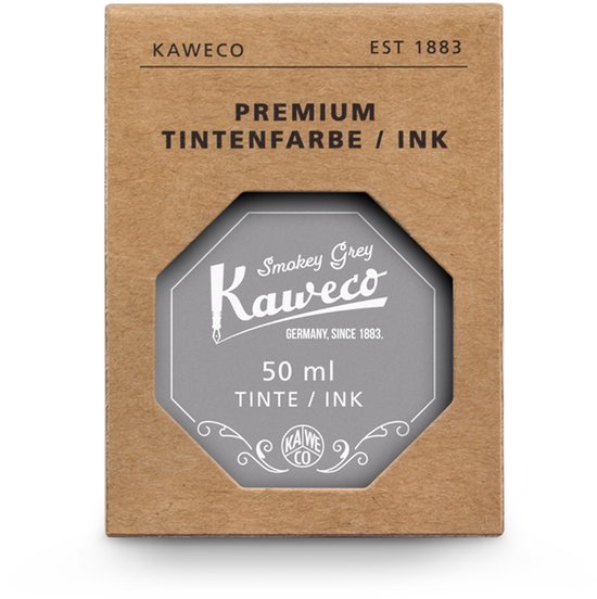 Kaweco - Ink bottle en Standaard Converter - Smokey Grey - potje vulpeninkt - Grijze originele Kaweco-inkt in 50 ml glas - Converter met grijze achterkant - doosje 10 patronen
