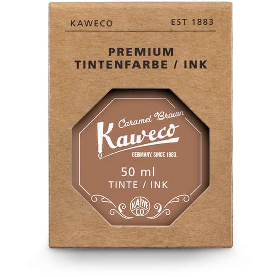 Kaweco - Ink bottle en Mini Converter inklapbaar - Caramel Brown - potje vulpeninkt - Bruine originele Kaweco-inkt in 50 ml glas