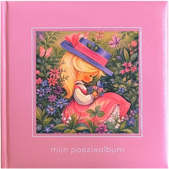 Poeziealbum - Vintage Pink - 16x16cm - Plaatje van een meisje met hoedje