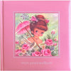 Poeziealbum - Vintage Pink - 16x16cm - Plaatje van een meisje met parasol