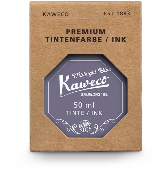Kaweco - Ink bottle en Standaard Converter - Midnight Blue - potje vulpeninkt - Midnight Blue originele Kaweco-inkt in 50 ml glas - Converter met Midnight Blue achterkant - doosje 10 patronen