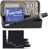 Kaweco - Cadeauset - 4delig - Kaweco AL SPORT Fountain Pen Zwart vulpen - Extra Breed - Nostalgic Octagonal Clip Chrome - Zwart Vintage blikje - Doosje Royal Blue - Doosje zwarte Vullingen