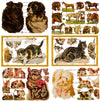 Poëzieplaatjes - 6 vellen - plaatjes - hobby - creatief - decoupage - knutselen - scrapboek - met HONDEN - PAARDEN - POEZEN