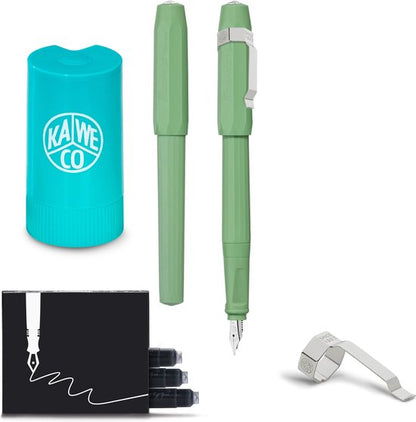 Kaweco - Vulpen met Clip -  Jungle Green - Lichtgroen - Fine - Turkoise Twister - Doosje vullingen