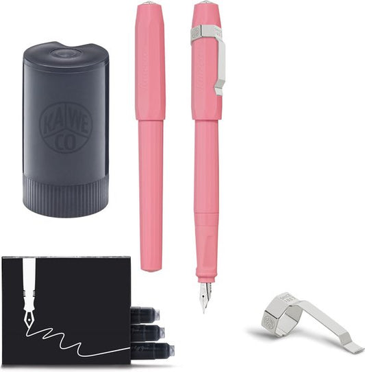 Kaweco - Vulpen met Clip -  Perkeo Peony Blossom - Roze - Fine - Zwarte Twister - Doosje vullingen