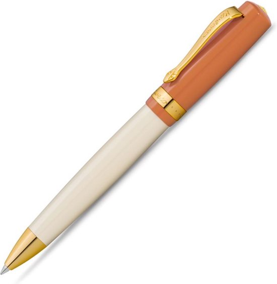 Kaweco - Cadeauset - Vulpen Extra Fine Student 70'S Blues - Balpen Student - Oranje Ivory - Gratis Lederen Etui - Gratis Cadeaubox - Vullingen Blauw