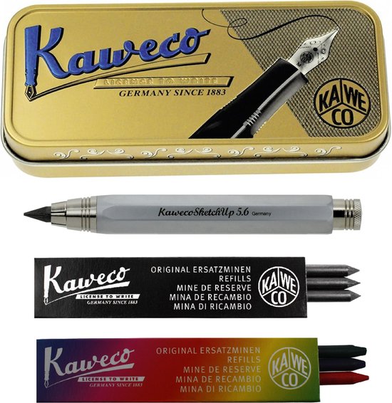 Kaweco Cadeauset SKETCH vulpotlood Chrome Mat met vullingen G K in blikje