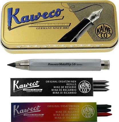 Kaweco Cadeauset SKETCH vulpotlood Chrome Mat met vullingen G K in blikje