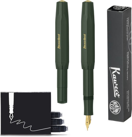Kaweco - Vulpen - Sport Classic - GROEN - (BREED) - extra doosje vullingen - (Vulpen)