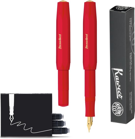 Kaweco - Vulpen - CLASSIC SPORT ROOD Fountain Pen - Extra Breed - Doosje Vullingen