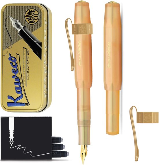 Kaweco - Collection Apricot Pearl - EXTRA FINE - Vulpen - met clip - Limited Edition - in vintage blikje - met extra doosje vullingen