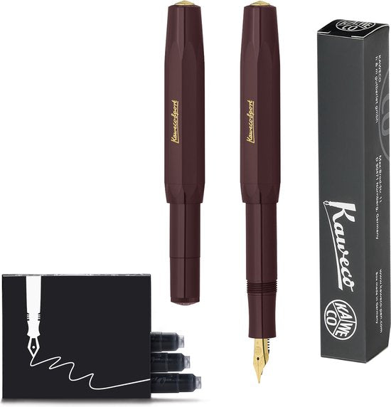 Kaweco - 1 Vulpen - CLASSIC SPORT Burgundy Fountain Pen - Extra Fine - Doosje Vullingen