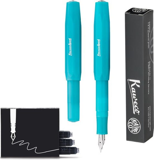 Kaweco - Vulpen - FROSTED SPORT BLUE BERRY Fountain Pen - Breed - Doosje Vullingen